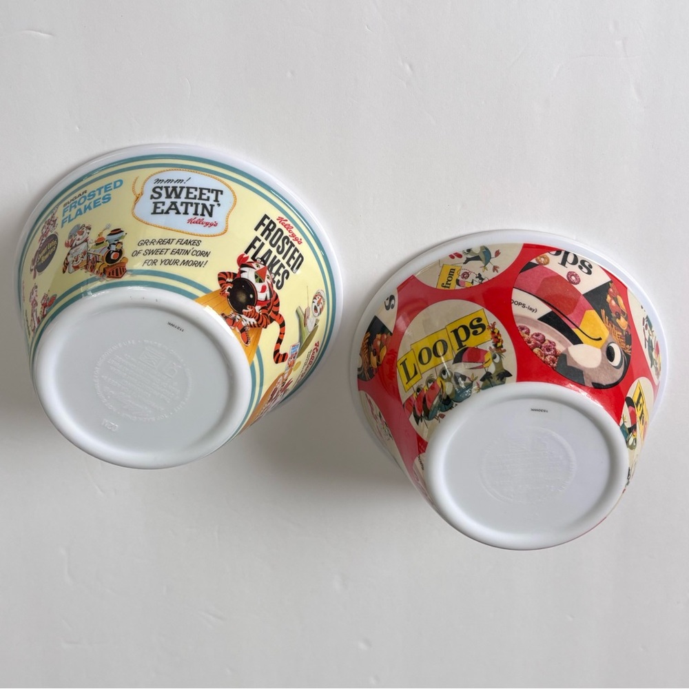 Kellogg's Retro 90s Vintage Mascot Cereal Bowl Set Froot Loops Frosted Flakes